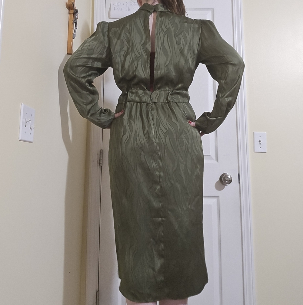 Ronny Kobo Collection Olive Long Sleeve Dress 10 Wrap Bottom - Picture 7 of 8